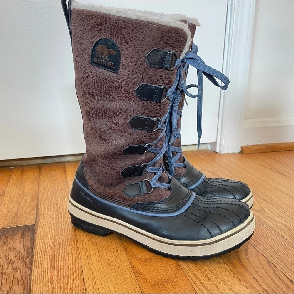 Sorel Tivoli Leather Lace-up Waterproof Duck Boots Winter Shoes Fleece 7